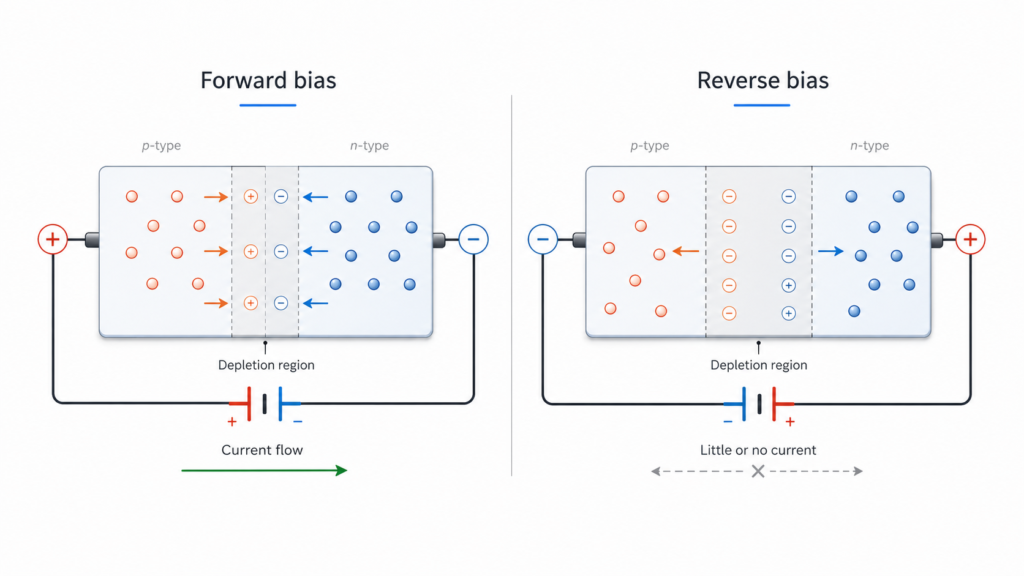 Semiconductor diode bias comparison infographic